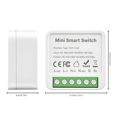 WiFi Smart Light 16A DIY Circuit Breaker Timed Light Switch 1 Gang 2-Way Control Tuya Wireless