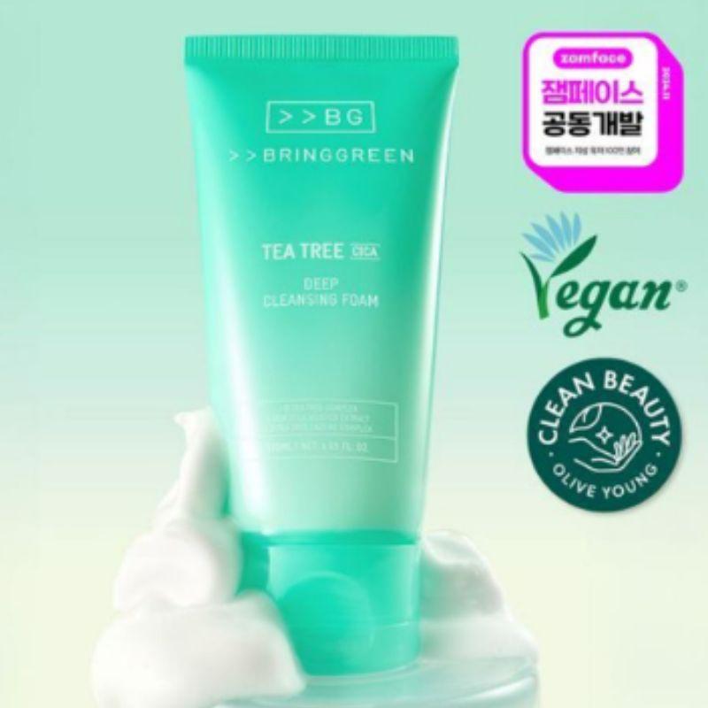 

BRING GREEN Tea Tree Cica Deep Cleansing Foam 200ml Gentle Pore Cleansing Face Wash Oil Control Sensitive Skin K-Beauty Cleanser