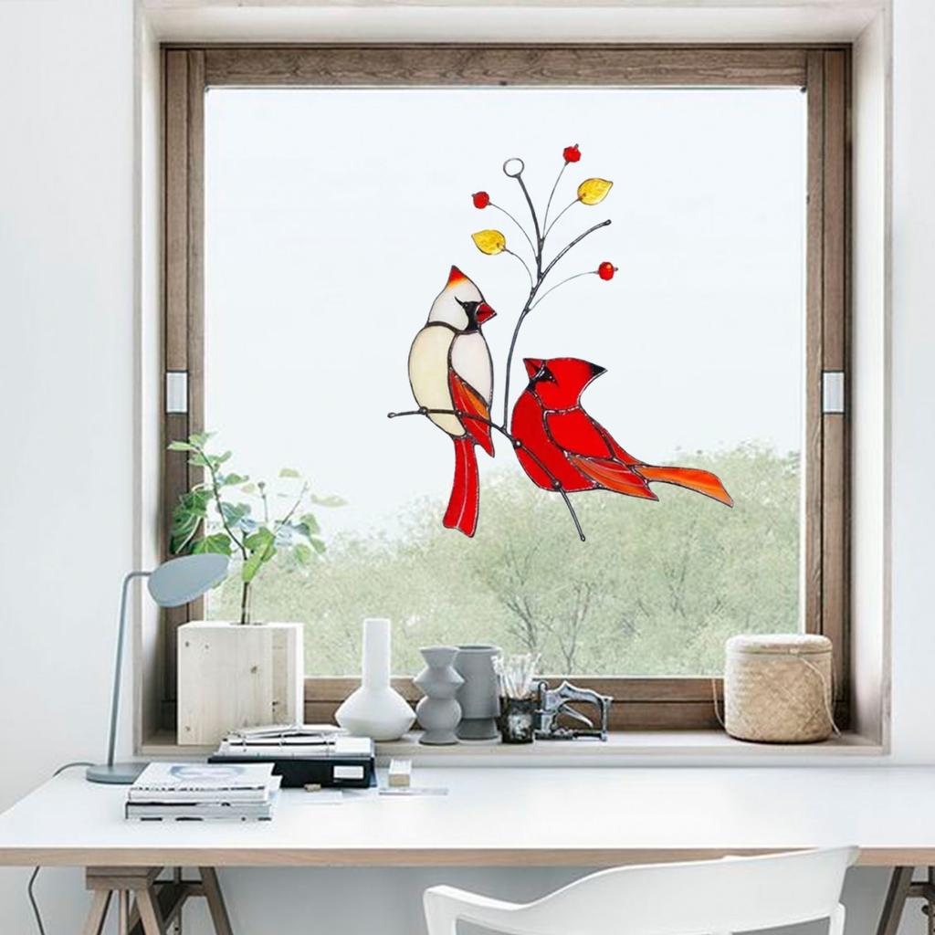 Uccelli in Schiuma Artificiale Simulati Cardinale in Lega di Zinco Decorazione da Appendere per Casa Finestra Scrivania