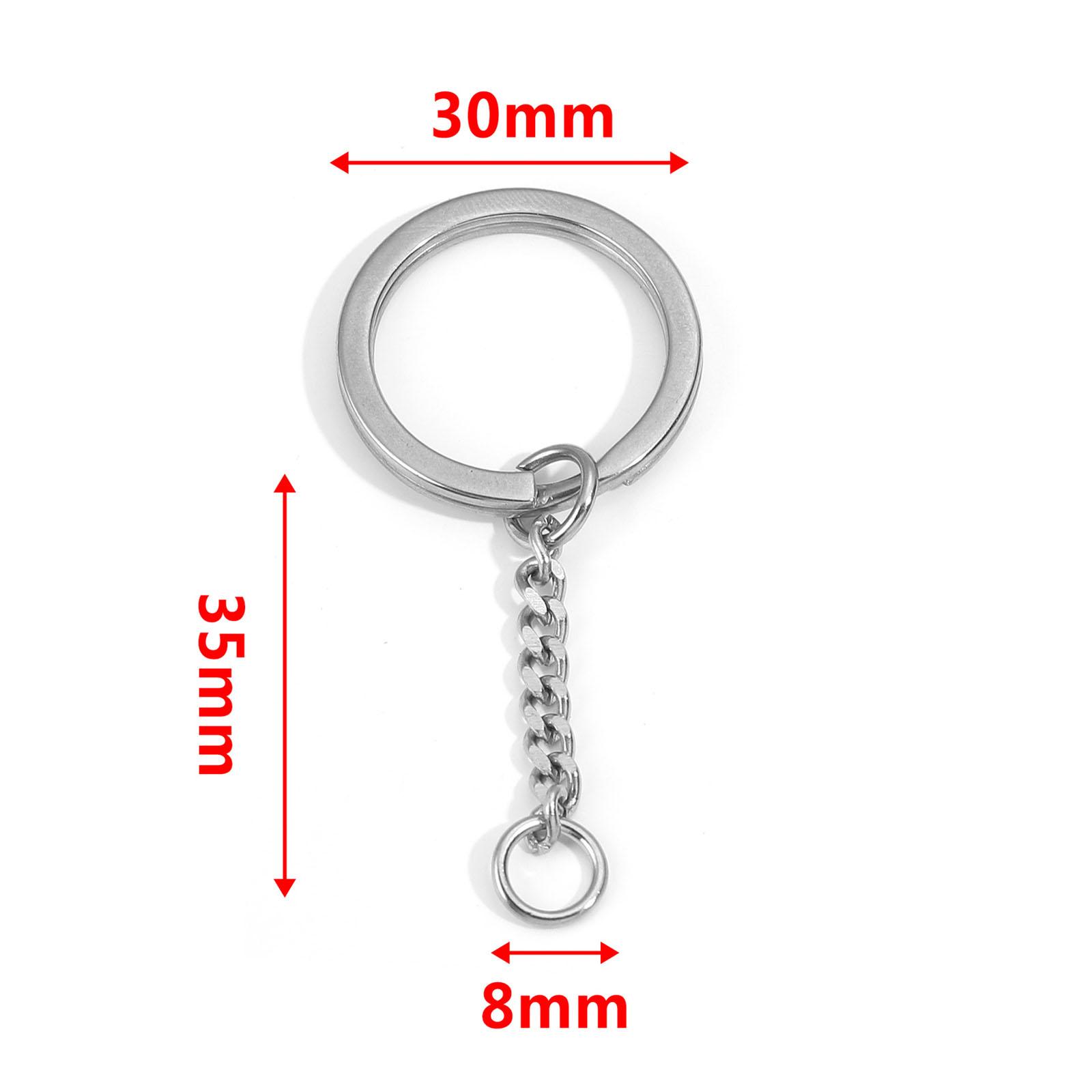 

304 Stainless Steel Keychain Silver Color Chains For Jewelry Making Diy Car Keyring Accessories Gifts 30mm Dia. Wholesale,5pcs 30mm Dia.
