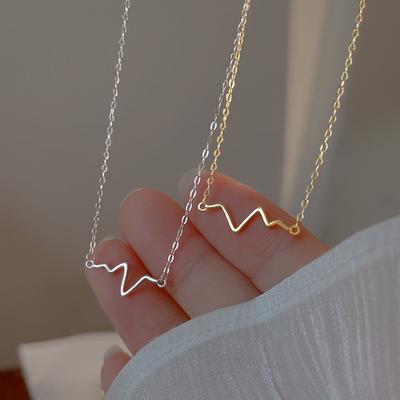 Κολιέ Καρδιακός Παλμός Xia Γυναικείο Ντιζάιν Νίσα Αίσθηση Καρδιακού Παλμού Ανοξείδωτη Ατσάλινη Αλυσίδα Κλείδας Απλή Ελαφριά Πολυτέλεια