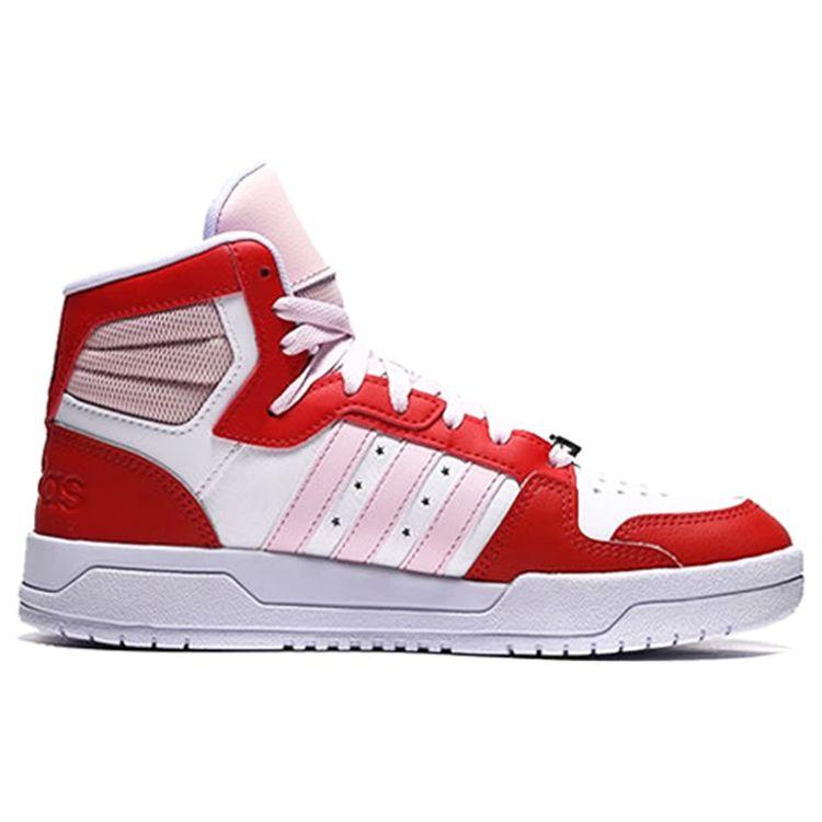 adidas Neo Entrap Mid Fabric Synthetic Leather High Top Sneakers Women Sneakers White Red Pink H01544