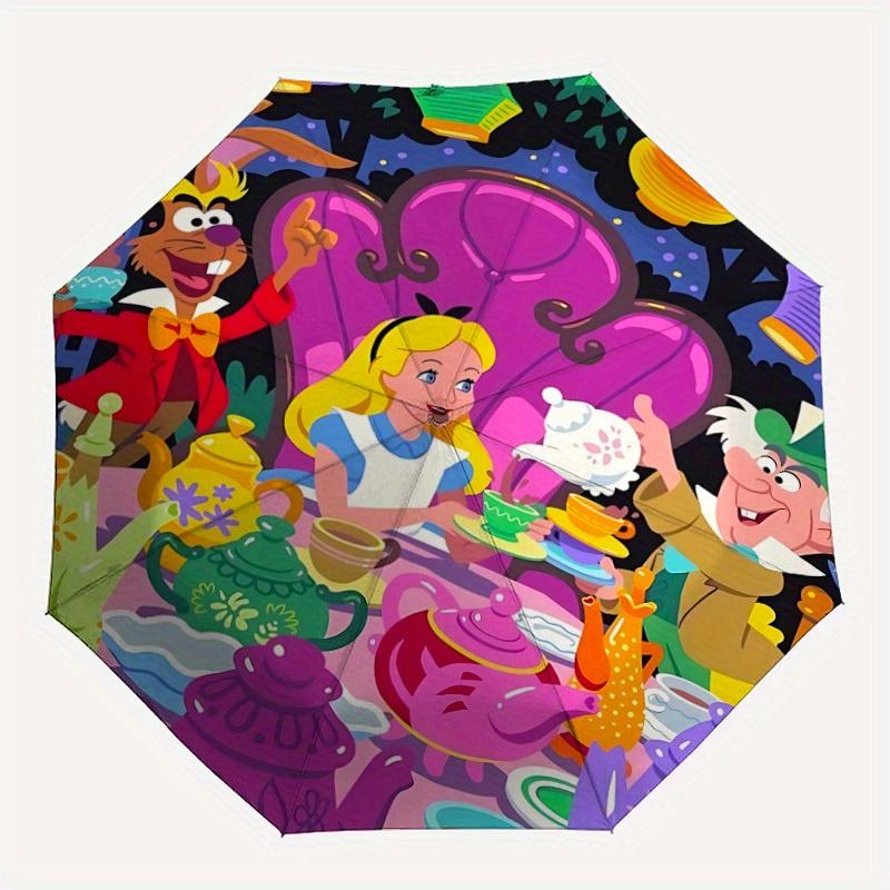 

1pc Alice in Wonderland Automatic Umbrella - Cartoon Design, Lightweight & Portable, Travel Umbrella, Durable Canopy a0820042