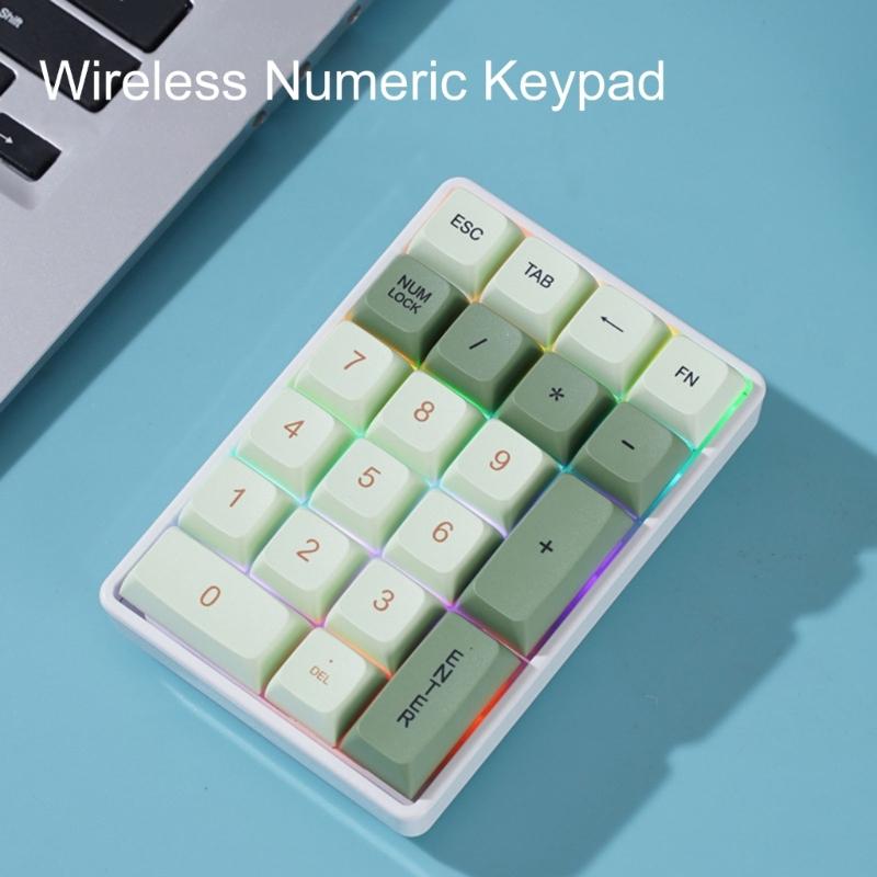 21 Key Numeric Keypad Ergonomic Lightweight Digital Keyboard Corded Bluetooth-compatible 2.4G Wireless Number Keypad