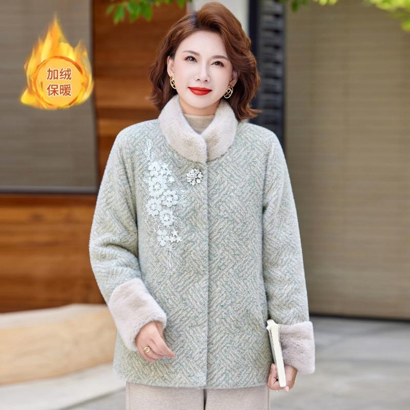 

Женское пальто из китайской норки, новая зимняя одежда, благородный бархат, утолщенное пальто, топ 5XL [Recommended 150-80 kg] светло-зеленый