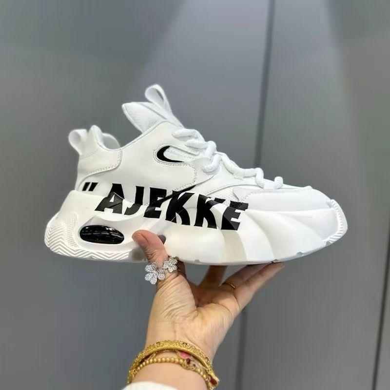 

Мужская обувь Letter 2025 весна новая мода универсальный тренд повседневная молодежная воздушная подушка повышенная платформа папины туфли 39 белый