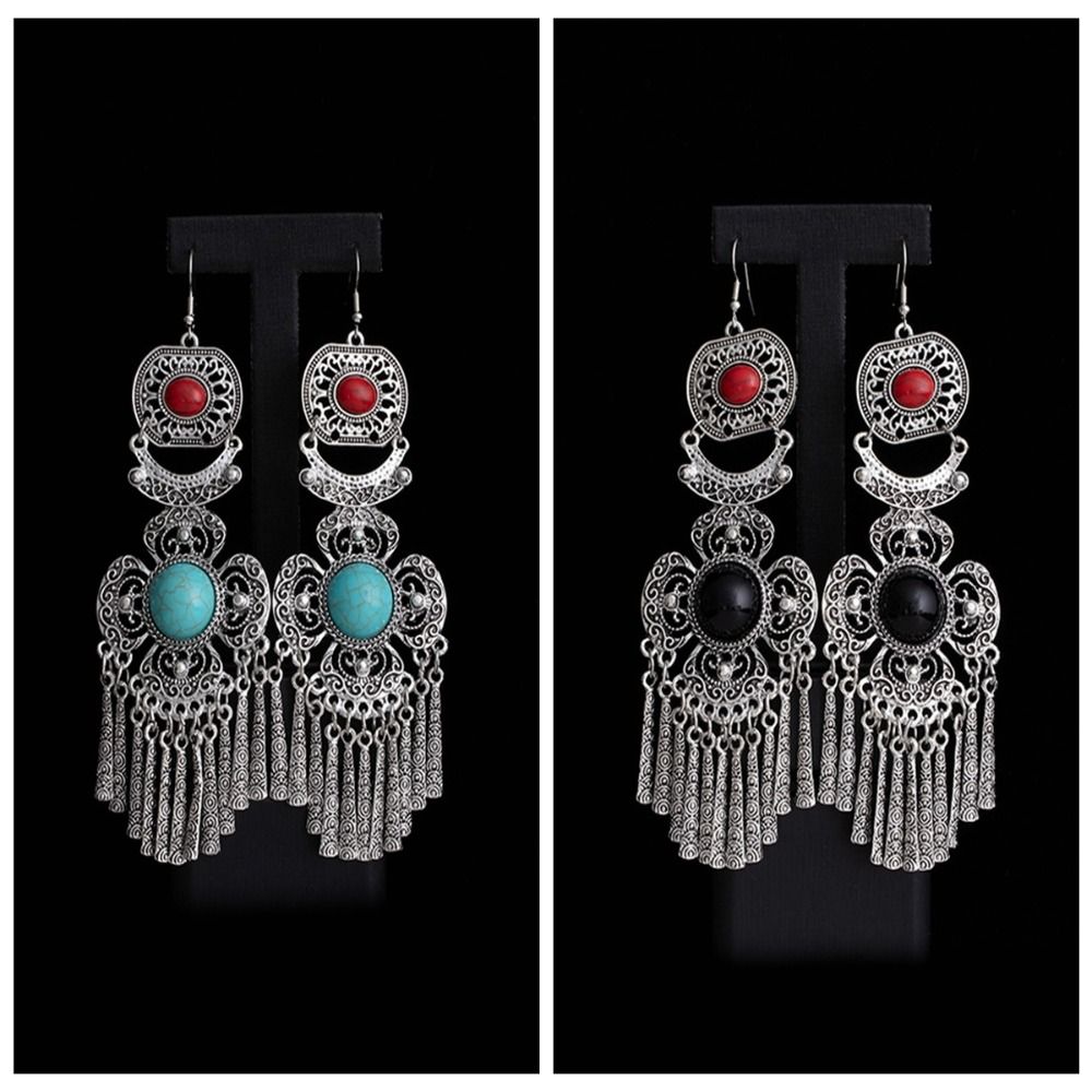 Luxury Rhinestone Pearls Ear Drop Zinc Zinc Alloy Ethnic Style Ear Studs Retro Tassel Earrings  Holiday