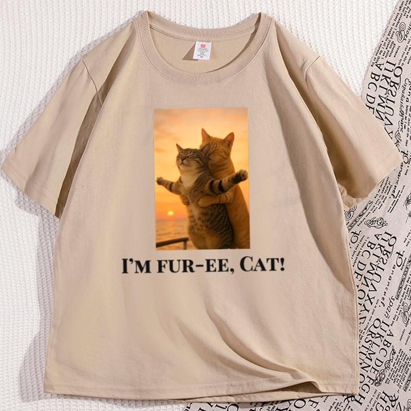 Lustiges Titanic Katze T-Shirt Lustiges Baumwolle Kurzarm Grafik-T-Shirt Lässiges Rundhals-T-Shirt Herrenkleidung Streetwear Y2k Tops