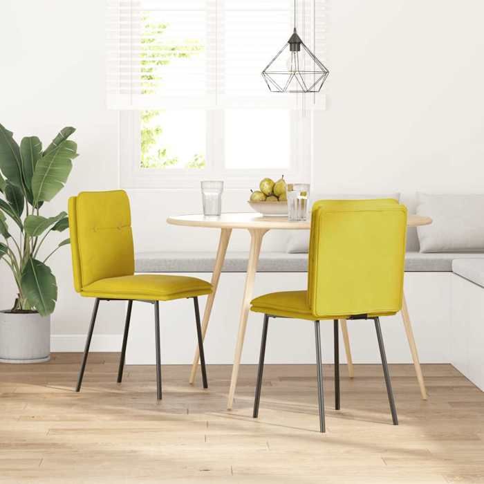 VidaXL Dining Chairs Set of 2 Yellow Velvet, Chair, Living Room Chair, Accent Chair, Kitchen Chair, Dining Room Seat 4101316