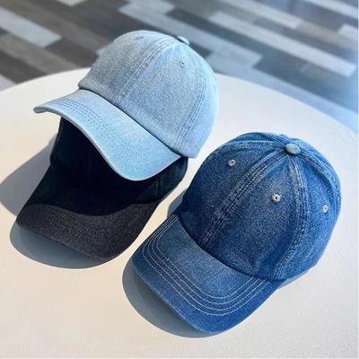 Unisex Denim Snapback Baseball Cap with Sunshade - Y2K Korean Dad Style