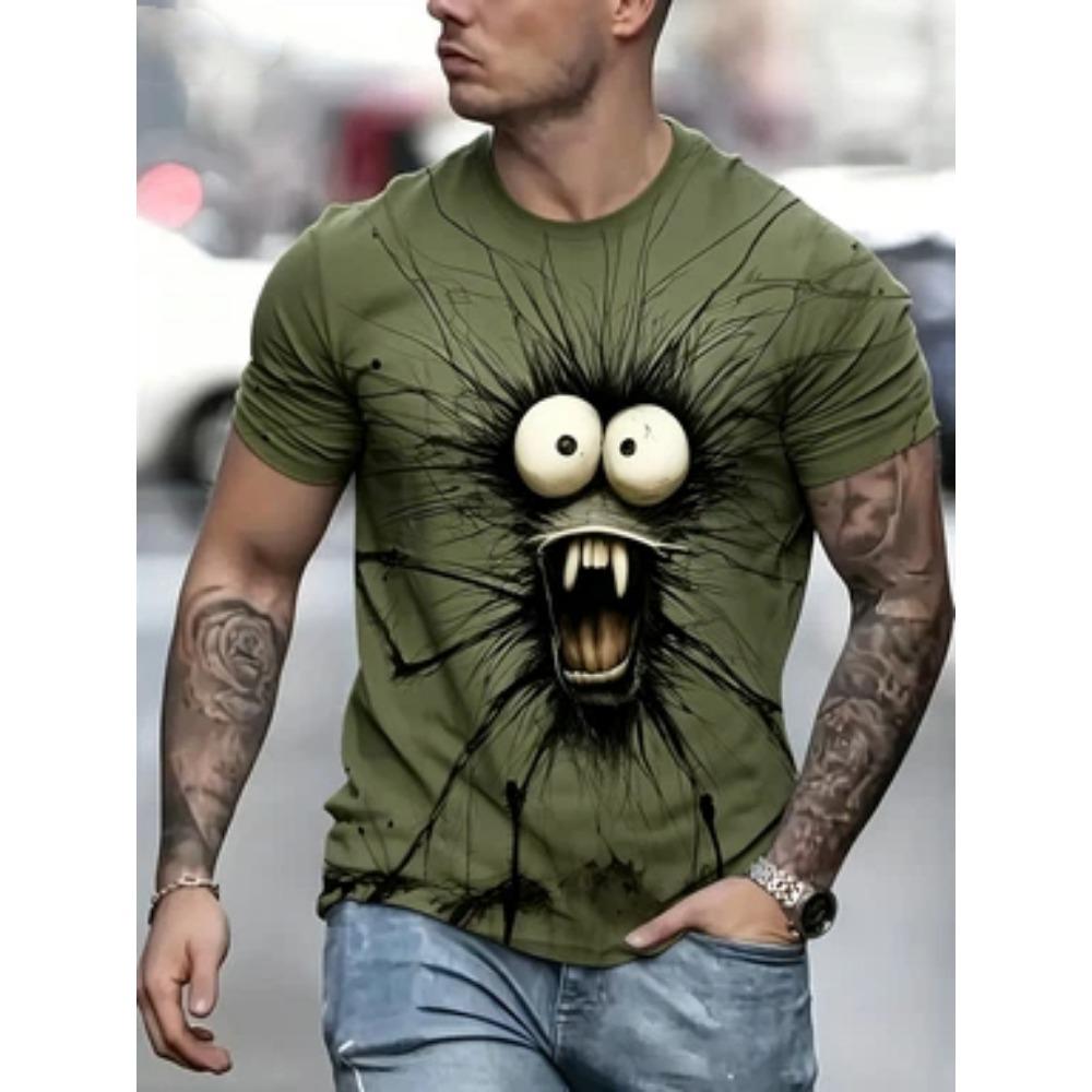 

Men s Funny Monster Graphic T-Shirt Casual Short Sleeve Crewneck Tee 6XL