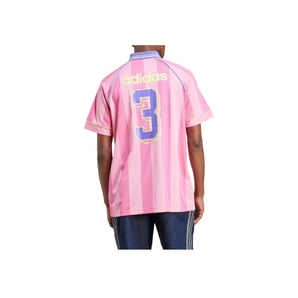 Adidas Originals Striped Logo Short Sleeve Polo Shirt Men Polo Shirts Transparent-Pink KD2255