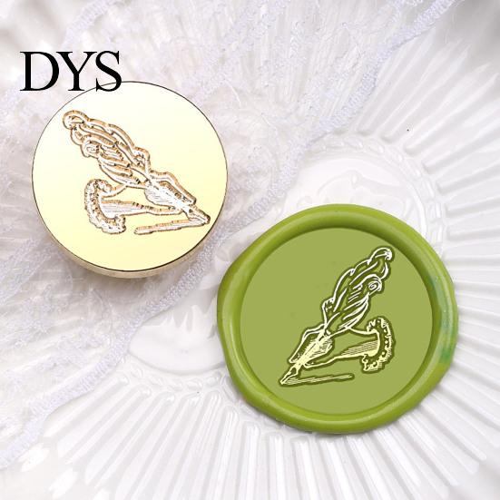 Envelope Sealing Stamp Brass Wax Seal Head, Vintage European Embossed Relief Engraved Gift Package Head for Wedding Invitation Journal Wrapping