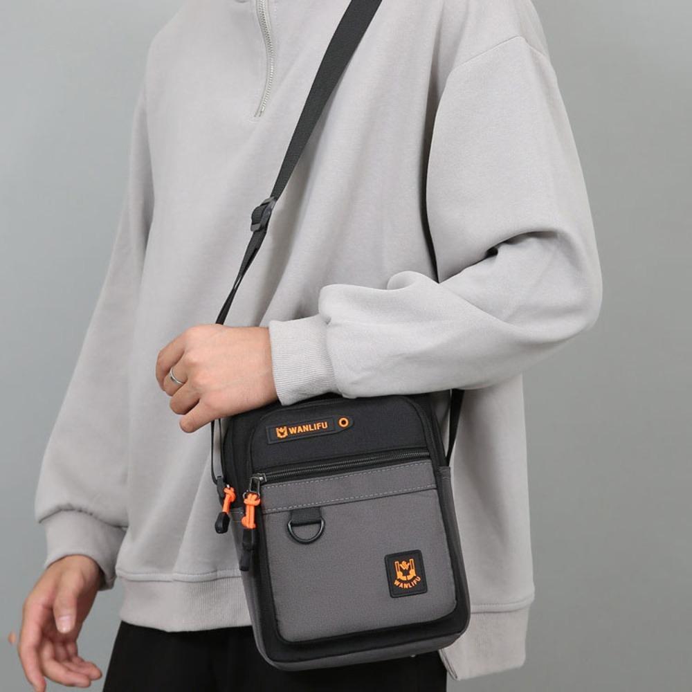 Multi-pockets Men's Business Bag Large Capacity Canvas Crossbody Bag Men's Shoulder Bag  Male