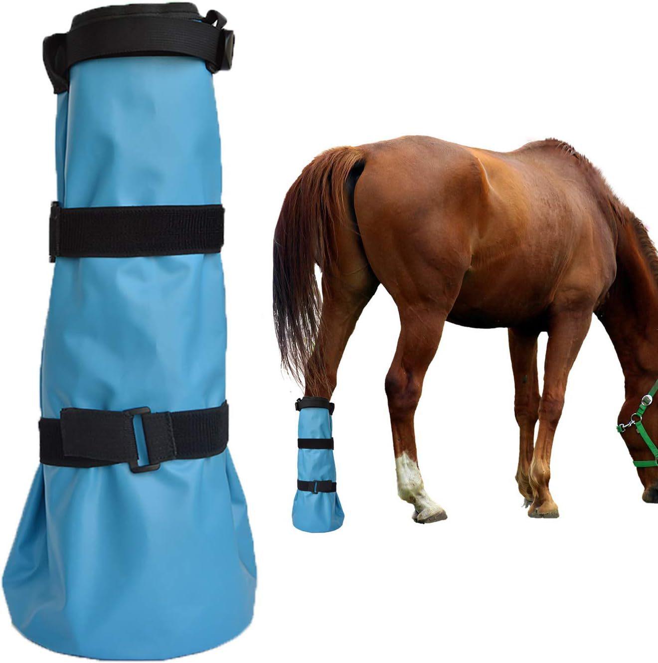 

Horse Hoof Soaking Boot with Two Elastic Bands and Outer Activity Pad for Hoof Care and Treatment