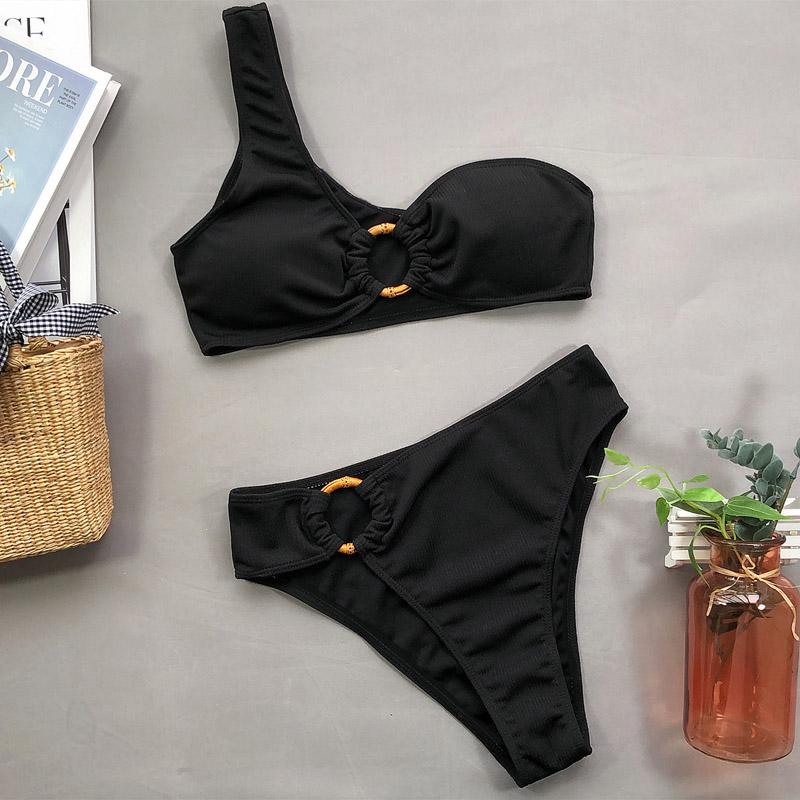 Bikinis High Waist Bikini Set One Shoulder Swimsuit Female Sexy Women Swimwear Bathing Suit