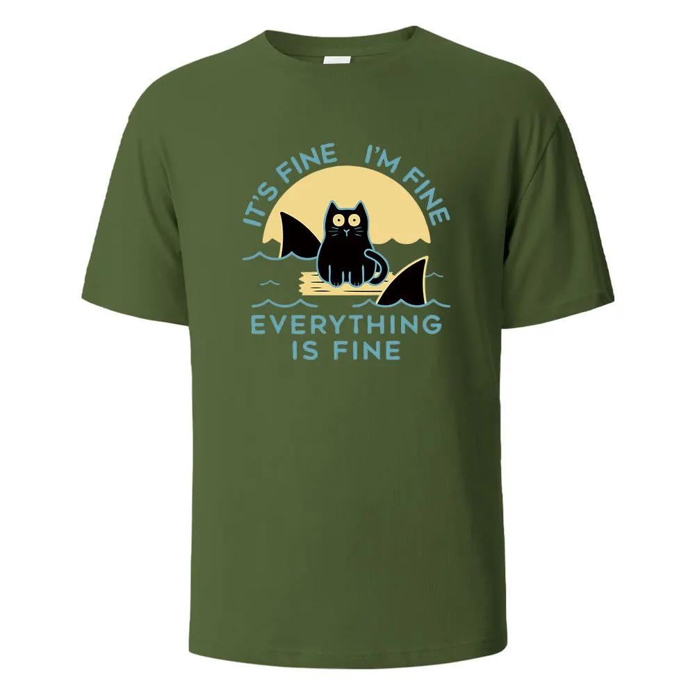 

Everything Is Fine Print T-Shirt 100% Cotton Summer Tees For Men Women Oversize Casual Tops 4XL