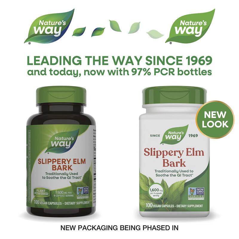 Slippery Elm Bark, 100 Vegan Capsules (400 mg Per capsule)