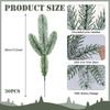 30pcs Christmas Tree Ornaments 10.24inches Snow-Dusted Pine Branches Green Flocked Needle Multi Purpose Decorative
