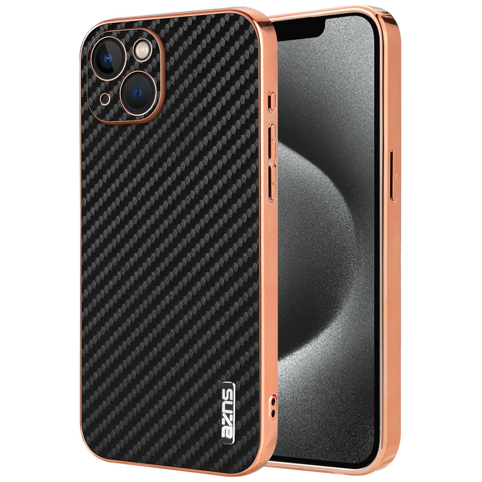 AZNS For iPhone 13 Case Electroplating Carbon Fiber Texture PU+TPU Phone Cover D
