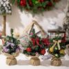 Small Christmas Trees With Lights 3 Pieces Faux Plant With Burlap Base Desk Christmas Tree For Bedside Table Bookshelf Birthday