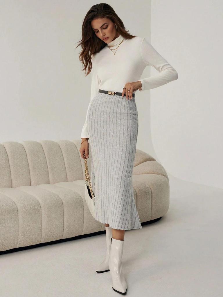 2024 High Waist Knitted Jacquard Fishtail Long Skirt