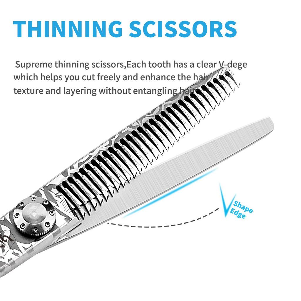 Sangelar 6 Inch Stainless Steel Hair Scissors Professional Silver Hairdressing Shear Fashion Design Beauty Barber Scissors