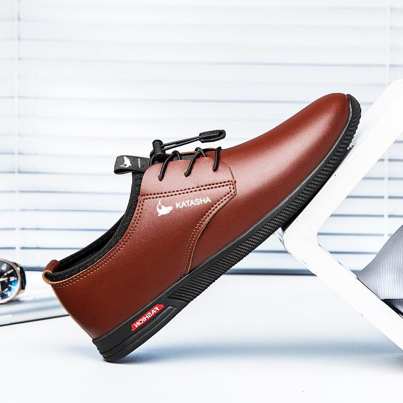 

Новая весенняя кожаная обувь, мужская корейская повседневная обувь, деловая модельная кожаная обувь, мужская дышащая повседневная обувь 44 коричневый