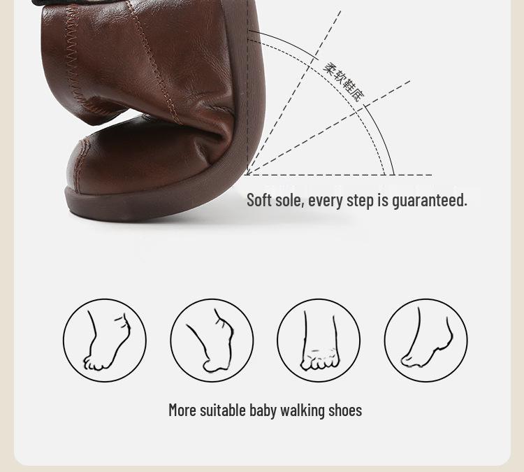 Fluffy Kids' Korean Style Leather Boots: Simple Short Boots for Babies & Toddlers - Perfect for Autumn & Winter