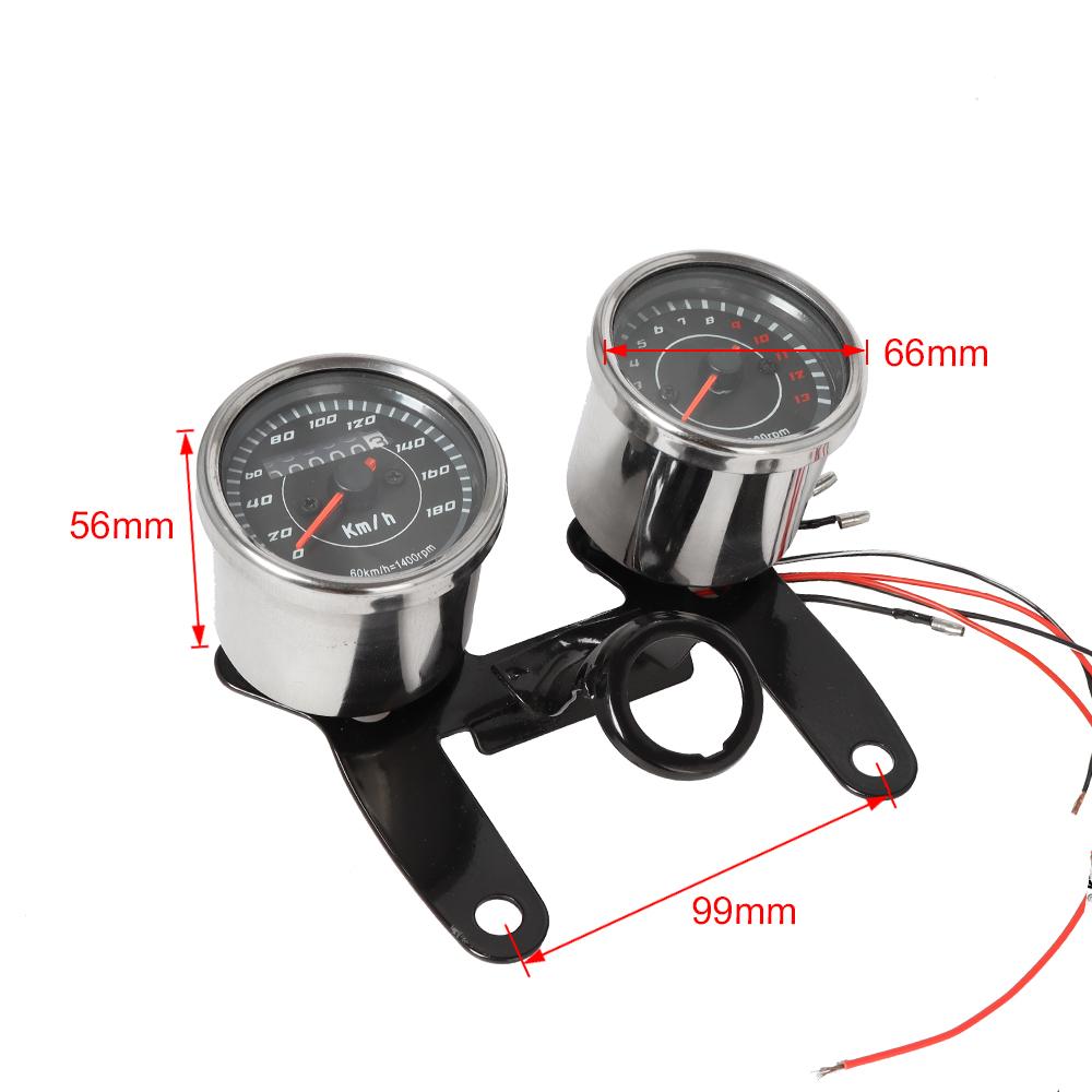 2-in-1 Motorrad LED Rücklicht Kilometerzähler & Drehzahlmesser Geschwindigkeitsmesser Messgerät Baugruppe Universal Chrom Für Harley Honda