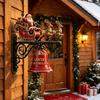 Festive Courtyard Balcony Accents Christmas Bell Wall Hanging Decoration, Santa Sleigh Reindeer Ornament, Large Decorative Indoor Mounted Ornaments