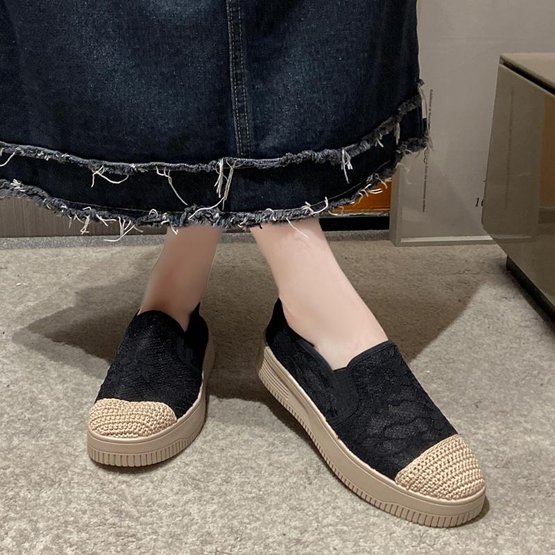 Fashion CRLAYDK Women's Penny Loafers Lace Jacquard Driving Moccasins Casual Slip On Comfort Ladies Walking Flat Breathable Boat Shoes