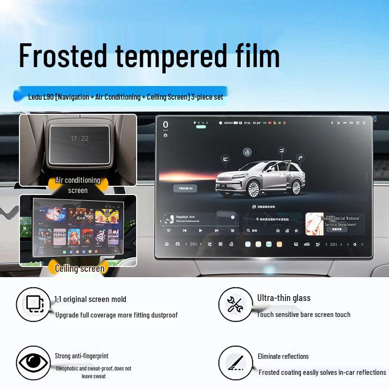 Compatible Tempered Film Protector for Nio LeDao L90: Center Console, Navigation, Instrument Panel, and Display Screen.
