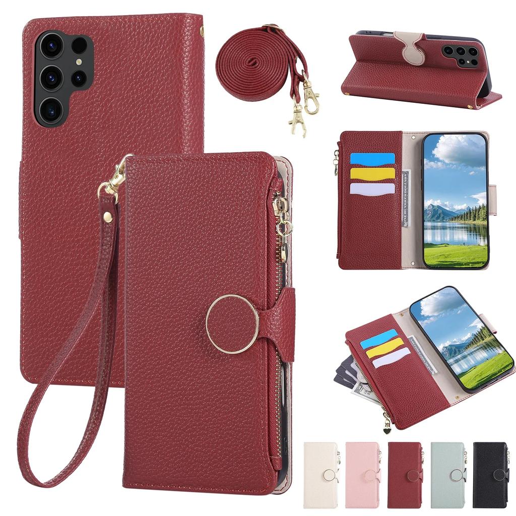 Phone Case for Samsung Galaxy S25 Edge S25 S24 S23 S21 FE S22  S20 Plus Note 20 Ultra Crossbody Cover Leather Lanyard Wallet