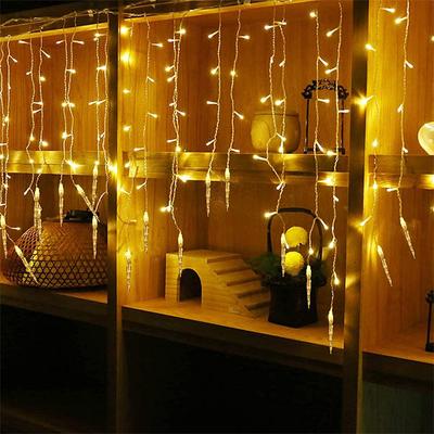 96 LED Curtain Icicle String Light Garland Waterfall Garden Christmas Decor Fairy Light For Street Eaves Patio Dropshipping 2025