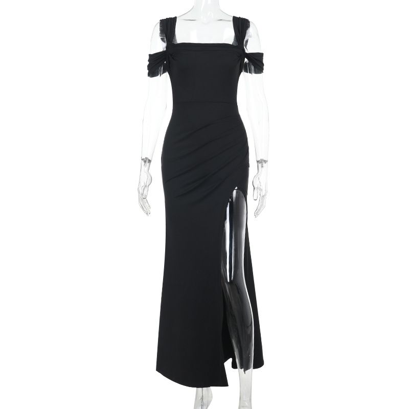 

Outfitgirl6 Black Slim Looking Split Sling Dress Banquet Red Carpet Elegance Temperament Split Formal Dress Black S