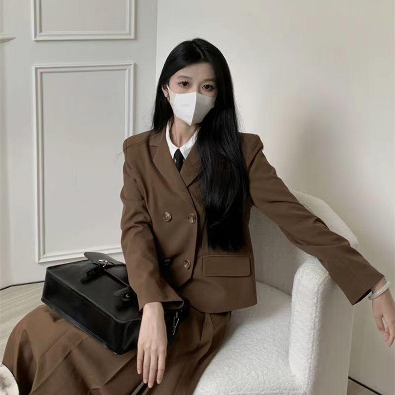 Traje femenino sofisticado para oficina, blazer formal para mujer con falda