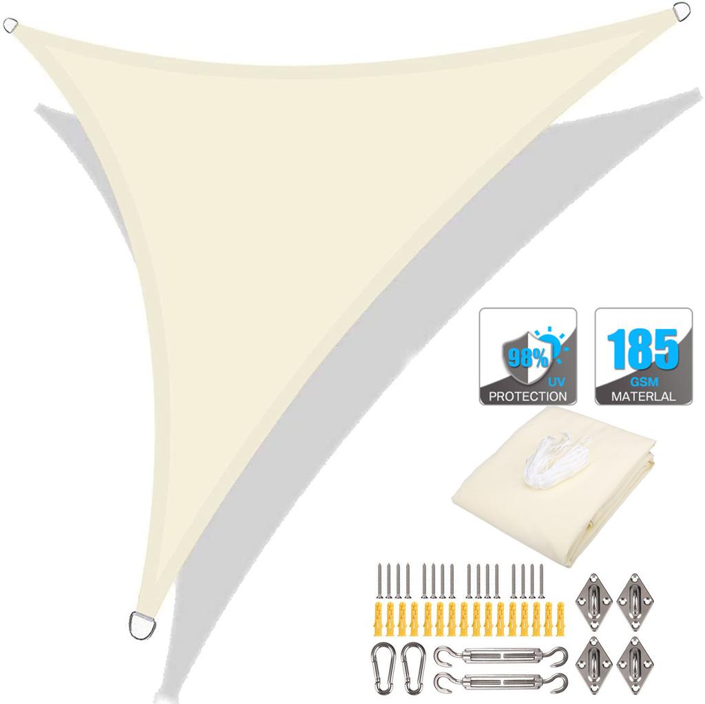 Triangle 2/3/3.6/5M Canopy with Fastening Ropes Premium Weatherproof Breathable Sun Shelter Sun Shade Sails Cloth Outdoor Awning