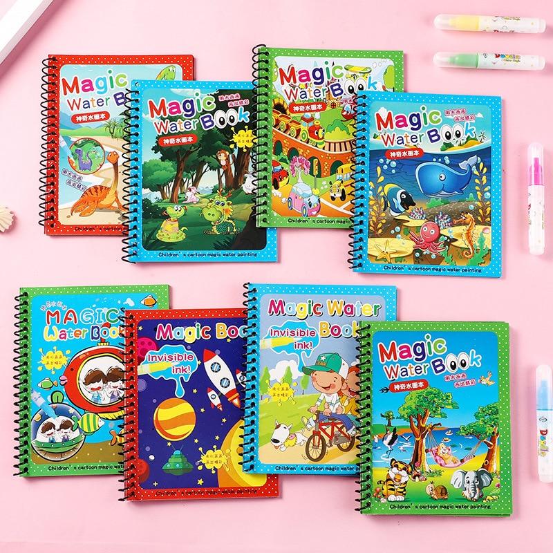 Children Magic Water Painting Book Creative DIY Kindgarten Kids Graffiti Color Water Drawing Book Early Education Toys for Kids XYZ