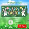 2D Happy Easter Garage Door Banner with Cartoon Bunnies, Colorful Eggs and Spring Flowers
