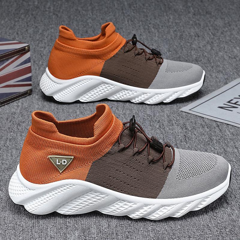 2025 autumn new fashion men's shoes breathable mesh fly-woven socks shoes running casual shoes men's sports shoes