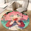 1pc Anime Design Round Carpet Cute Girl Eating Apple with Green Leaves Background, Office Chair Mat, Non Slip Rug, Living Room, Bedroom, Game Room