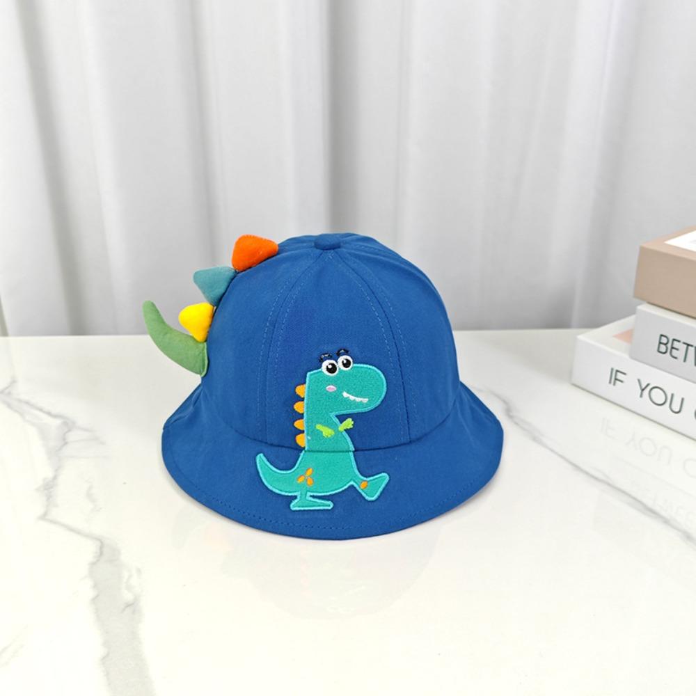 Korean Style Cartoon Dinosaur Bucket Hat Wide Brim Sun Protection Fisherman Cap 3D Toddler Sun Hat Outdoor Use темно-синий