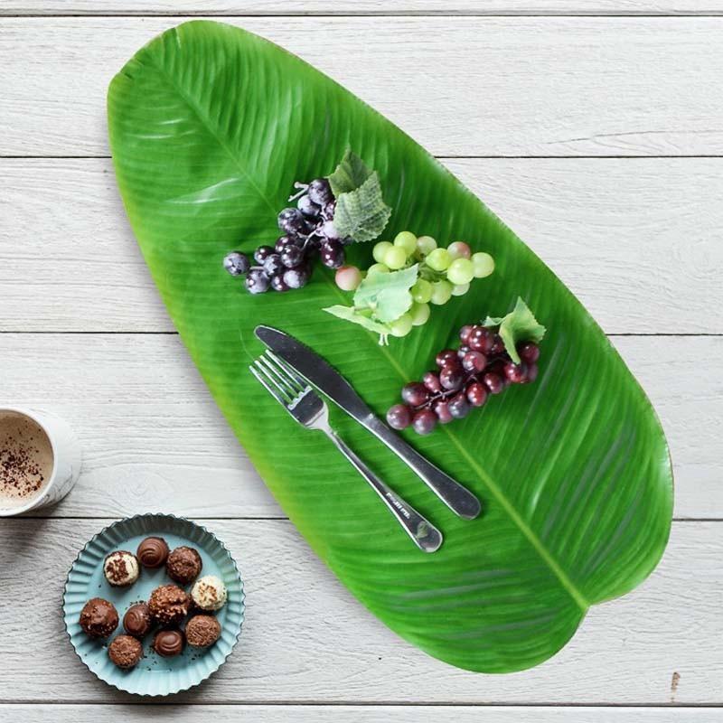 Simulation Banana Leaf Table Decoration Table Flag Banana Leaf