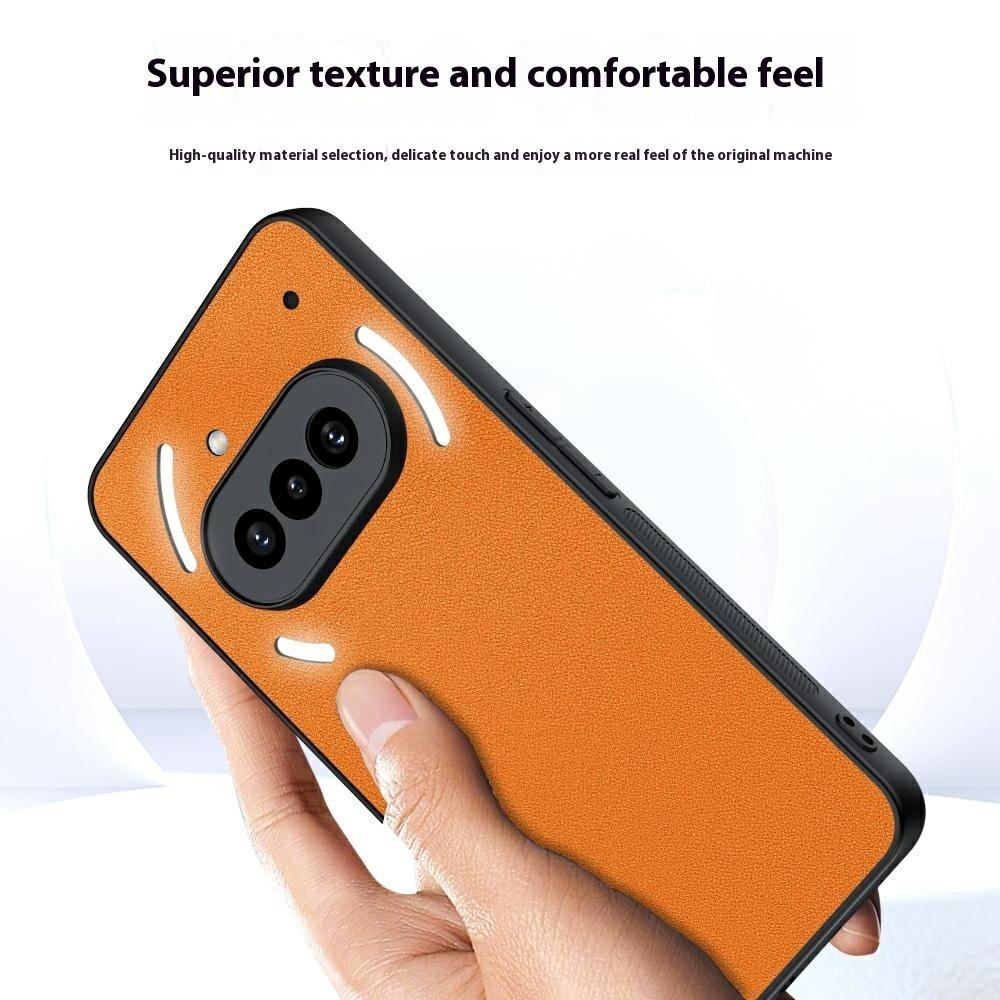 

For Nothing Phone (3a) Case PU Leather Coated PC+TPU Anti-Drop Phone Cover Orange