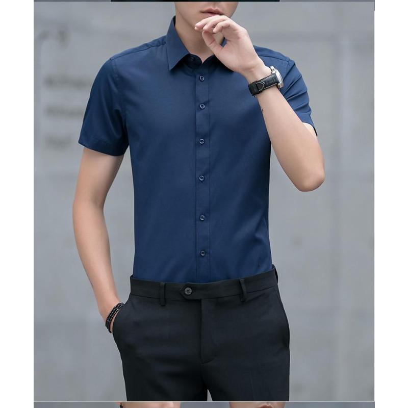 Men's Slim Fit White Long Sleeve Anti-Wrinkle Business Shirt