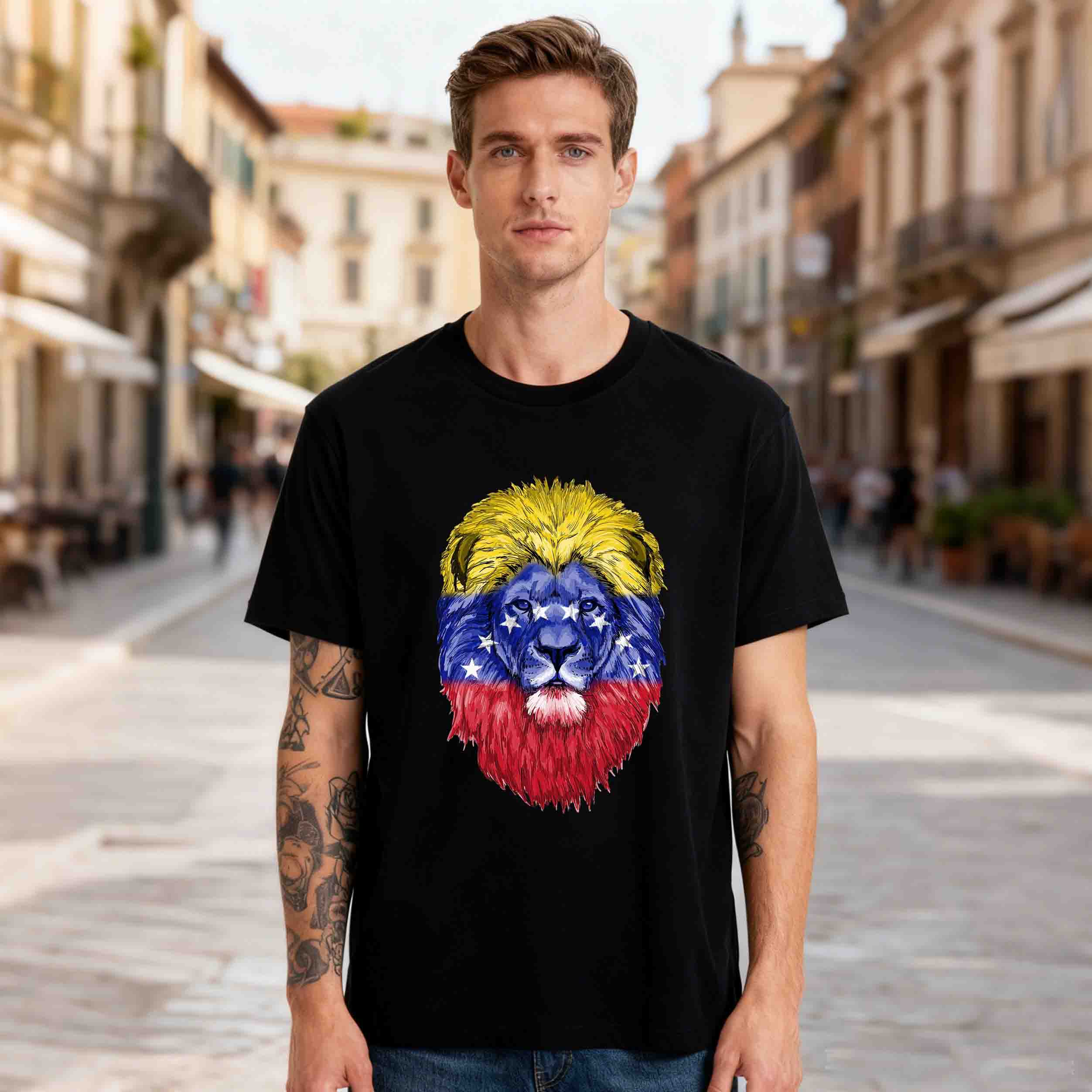 

We Stand with Venezuela Venezuelan National Flag Themed Party Essential Men s and Women s Clothing - Cotton Short-sleeved Top... S разноцветный