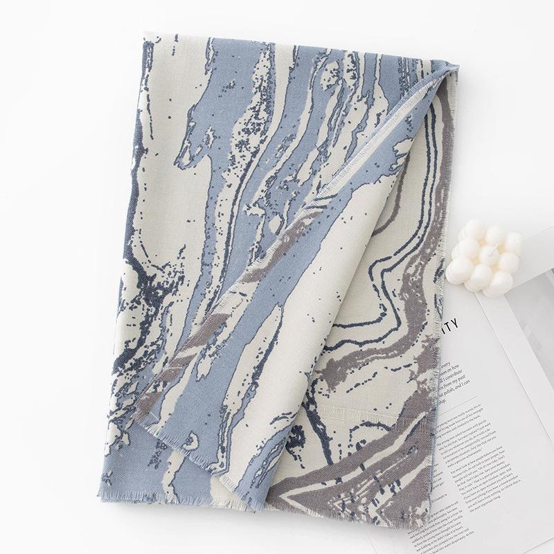 

New Winter Women s High End Scarf Shawl Warm and Thickened Long Imitation Cashmere Marble Print Scarf 65*190cm