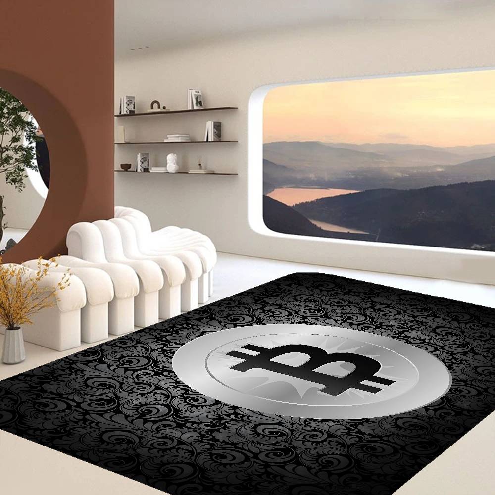 B-Bitcoin LOGO Door Mat Washable Non-Slip Living Room Sofa Chairs Area Mat Kitchen Doormat Area Rug