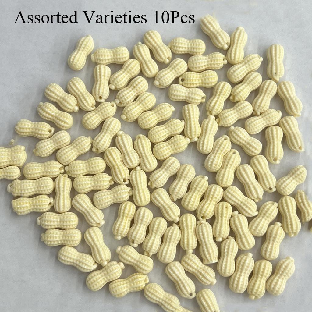 10Pcs, Cute Peanut Plastic Beads, Lightweight Shatterproof, Fits Beading Wires for Necklace/Bracelet/Keychain, Popular 2026 Craft Beading Supplies